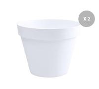 Lot De 2 Pots De Fleur Rond Toscane Ø 80 X H.66 Cm Blanc - Eda Gris