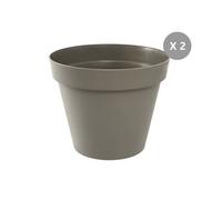 Lot de 2 Pots de fleur rond Toscane Ø 80 x H.66 cm Taupe -