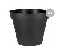 Lot De 2 Pots De Fleur Rond Toscane Ø 100 X H.79 Cm Anthracite - Eda Gris