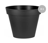 Lot De 2 Pots De Fleur Rond Toscane Ø 100 X H.79 Cm Anthracite - Eda Gris
