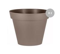 Lot De 2 Pots De Fleur Rond Toscane Ø 100 X H.79 Cm Taupe - Eda Marron