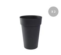Lot De 2 Pots De Fleur Rond Toscane Ø 44 X H.53 Cm Anthracite - Eda Gris