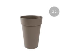 Lot De 2 Pots De Fleur Rond Toscane Ø 44 X H.53 Cm Taupe - Eda Gris
