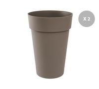 Lot De 2 Pots De Fleur Rond Toscane Ø 46 X H.65 Cm Taupe - Eda Gris