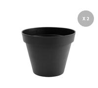 Lot De 2 Pots De Fleur Rond Toscane Ø 60 X H.47 Cm Anthracite - Eda Gris