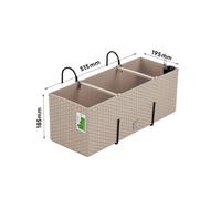 Lot de 2 pots de fleurs, aspect rotin, avec supports de fixation, indicateur de niveau d'eau, convient au balcon
