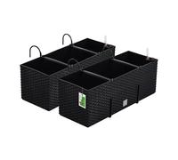 Lot de 2 pots de fleurs, aspect rotin, avec supports de fixation, indicateur de niveau d'eau, convient au balcon