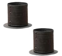 Lot De 2 Pots De Fleurs Cache-Pot Jardinière Métal Vintage Marron 15cm Balcon