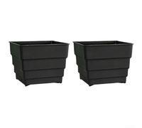 Lot de 2 pots de fleurs carrés en plastique avec fond respirant et ventilation latérale favorisant des systèmes racinaires sains pour différents types de plantes et conditions de croissance (12 cm