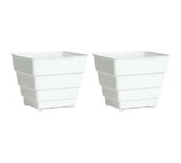Lot de 2 pots de fleurs carrés en plastique avec ventilation des racines respirantes et trous de drainage pour soutenir la croissance des plantes et un entretien facile dans les jardins ou les maisons
