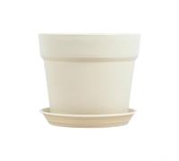 Lot de 2 pots de fleurs d'intérieur en plastique avec système de drainage en maille et soucoupes pour une croissance saine et un minimum de désordre dans les espaces de vie (beige)