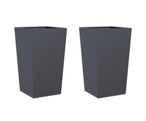 Lot de 2 pots de fleurs en acier Anthracite 45 x 45 x 75 cm - Jardinière surélevée robuste pour jardin, balcon, terrasse, résistant à la rouille et stable, sans trous de drainage pour une utilisation