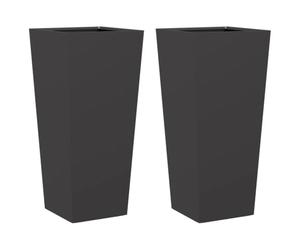 Lot de 2 pots de fleurs en acier Noir 35 x 35 x 75 cm | Pot de fleurs en acier résistant à la rouille, pour jardin, balcon, terrasse, support stable, sans trous de drainage
