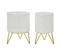 Lot de 2 pots de fleurs en métal blanc Ø cm 16x20-13x20