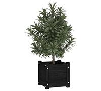 Lot de 2 pots de fleurs en pin massif - 31 x 31 x 31 cm - Noir - Avec trou de drainage - Pot de fleurs stable pour jardin, balcon, terrasse