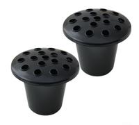 Lot de 2 pots de fleurs en plastique avec couvercle noir pour petits et moyens bouquets, diamètre supérieur 13 cm, diamètre du fond 7 cm, hauteur 11 cm