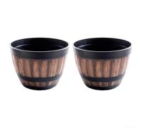 Lot de 2 pots de fleurs en plastique en bois pour décoration de jardin, imitation créative, pot de vin (A)
