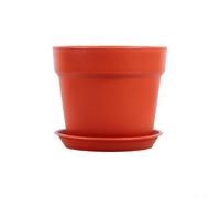 Lot de 2 pots de fleurs en plastique pour plantes d'intérieur avec trous de drainage en maille, soucoupes et design robuste qui ne se déforme pas, 20 cm de diamètre, beige/blanc/rouge/noir (rouge)