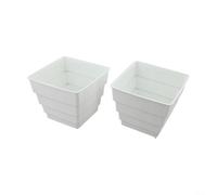 Lot de 2 pots de fleurs en plastique respirant de forme carrée, conçus pour favoriser l'aération des racines et prévenir les maladies des racines (12 cm, blanc)