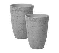 Lot de 2 Pots de Fleurs Jardin en Forme de Vase Haut en Pierre Gris Camia