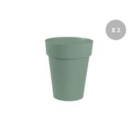 Lot De 2 Pots De Fleurs Ronds En Plastique Eda Toscane Vert Laurier - ? 44 Cm Gris