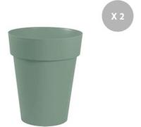 Lot De 2 Pots De Fleurs Ronds En Plastique Eda Toscane Vert Laurier - Ø 44 Cm Gris