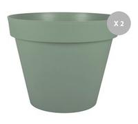Lot De 2 Pots De Fleurs Ronds En Plastique Eda Toscane Vert Laurier Ø 60 Cm - Eda Gris