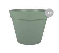 Lot De 2 Pots De Fleurs Ronds En Plastique Eda Toscane Vert Laurier Ø 60 Cm - Eda Gris