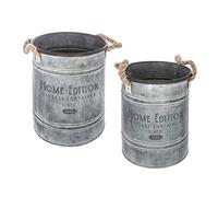 Atmosphera Seaux Set de 2 en métal Gris