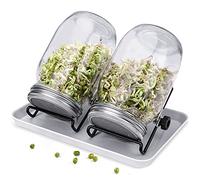 Lot de 2 pots de germination avec couvercles en acier inoxydable pour germination des graines, brocoli et haricots