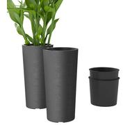 Outsunny Lot de 2 Pots de Plantes empilables, Hauteur de 60 cm, jardinières Hautes en Plastique avec bac intérieur et Trous de Drainage, pour Jardin, Patio ou entrée, Gris foncé