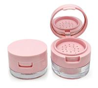 Lot de 2 pots de poudre voyage en plastique réutilisable et anti-fuite avec miroir mini boîte vide portable à couvercle rabattable pour femmes et filles 5 g