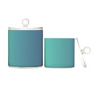 Lot de 2 pots de rangement en plastique transparent dégradé bleu avec couvercle pour cure-fil, trombones