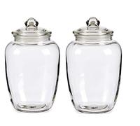 Lot de 2 pots en verre avec couvercle hermétique de 1,4 l avec couvercle en verre transparent pour aliments, avec couvercle en caoutchouc résistant aux fuites