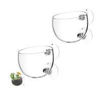 Lot de 2 pots en verre pour aquarium - Décoration aquatique - Avec ventouses - Accessoires pour aquarium avec 2 ventouses - Pour les réservoirs d'eau douce et d'eau de mer