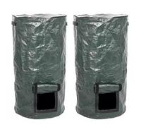 Lot de 2 poubelles de compostage de jardin avec couvercle réutilisables pour contenir des feuilles