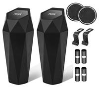 Lot de 2 poubelles de voiture avec couvercle, petite poubelle intérieure de voiture, avec 4 sacs poubelle roues, 2 porte-boissons pour voiture, insert, mini poubelle pratique pour voitures, maison