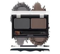 Lot de 2 poudres à sourcils étanches - Palette de poudre à sourcils longue durée - Gris foncé/marron foncé - Maquillage de contour des sourcils défini et façonné