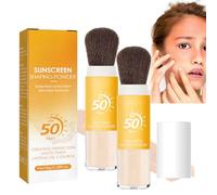 Lot de 2 poudres de fixation minérales de protection solaire - Contrôle de l'huile - Finition naturelle - Poudre de réglage de l'écran solaire minérale - Fond de teint SPF 50 - Poudre avec protection