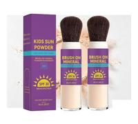 Lot de 2 poudres de protection solaire minérales pour enfants, SPF 30, protection solaire naturelle, convient à tous les types de peau, imperméable, légère et respirante, poudre solaire minérale