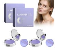 Lot de 2 poudres mates à la lavande - Poudre de fixation compacte pour le visage - Avec pompon en poudre - Pour un fini mat impeccable et durable
