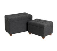 Lot de 2 poufs Arcon en Tissu et MDF Gris foncé