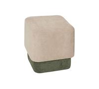 Lot de 2 Poufs carrés empilables coloris sable et vert - Longueur 41 x Profondeur 41 x Hauteur 42 cm - -