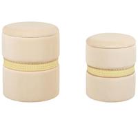 Lot de 2 poufs coffre en velours beige MEDFORD