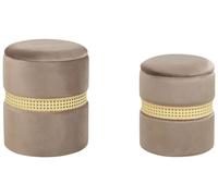 Lot de 2 poufs coffre en velours taupe MEDFORD