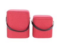 Lot de 2 Poufs & Coffres de Rangement "Arabella" 44cm Rouge & Noir