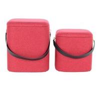 Lot de 2 Poufs & Coffres de Rangement "Arabella" 44cm Rouge & Noir Rouge G