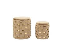Lot de 2 Poufs Coffres ""Shanty"" 42cm Marron & Or