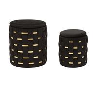 Lot de 2 Poufs Coffres ""Shanty"" 42cm Noir & Or
