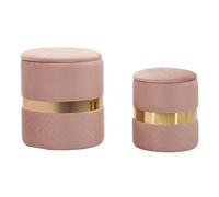 Lot de 2 Poufs Coffres "Sheffild" 42cm Rose & Or